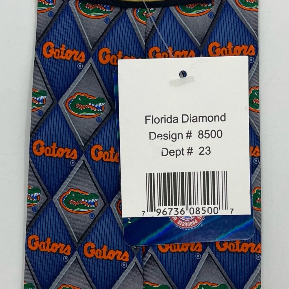 Florida‎ Gators Silk Tie University Florida Diamond Blue Gray Orange Larson NWT